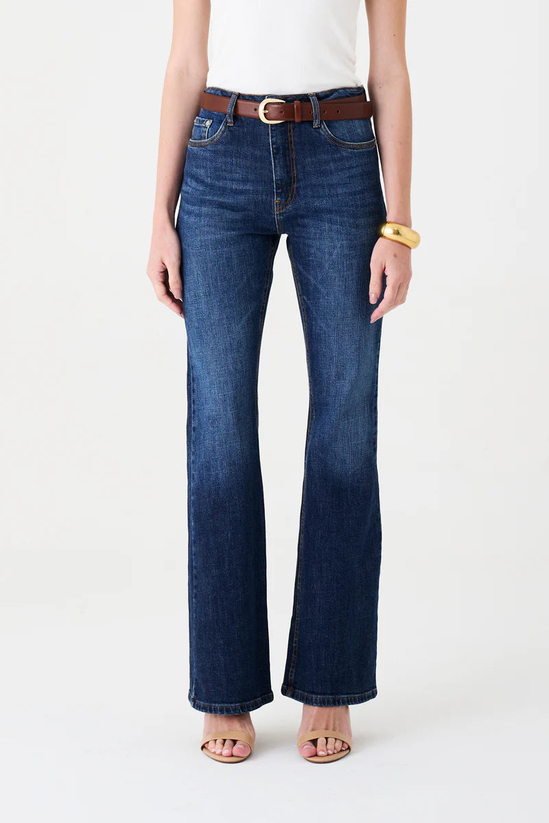 CALÇA LARISSA FEMININA BOOTCUT STONED JEANS ESCURO