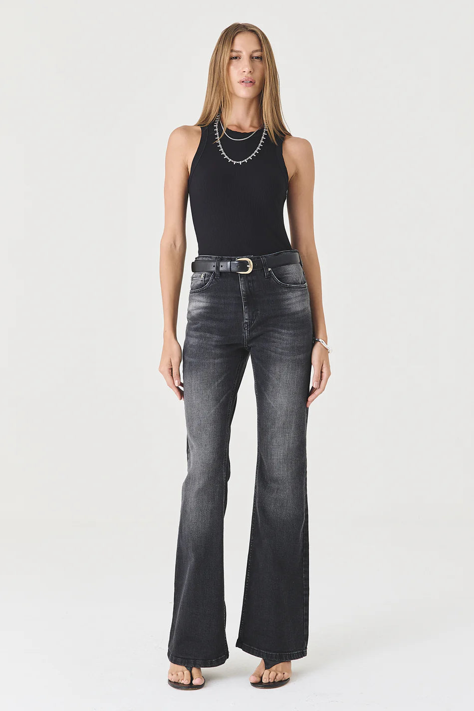 CALÇA LARISSA BOOTCUT STONED BLACK JEANS