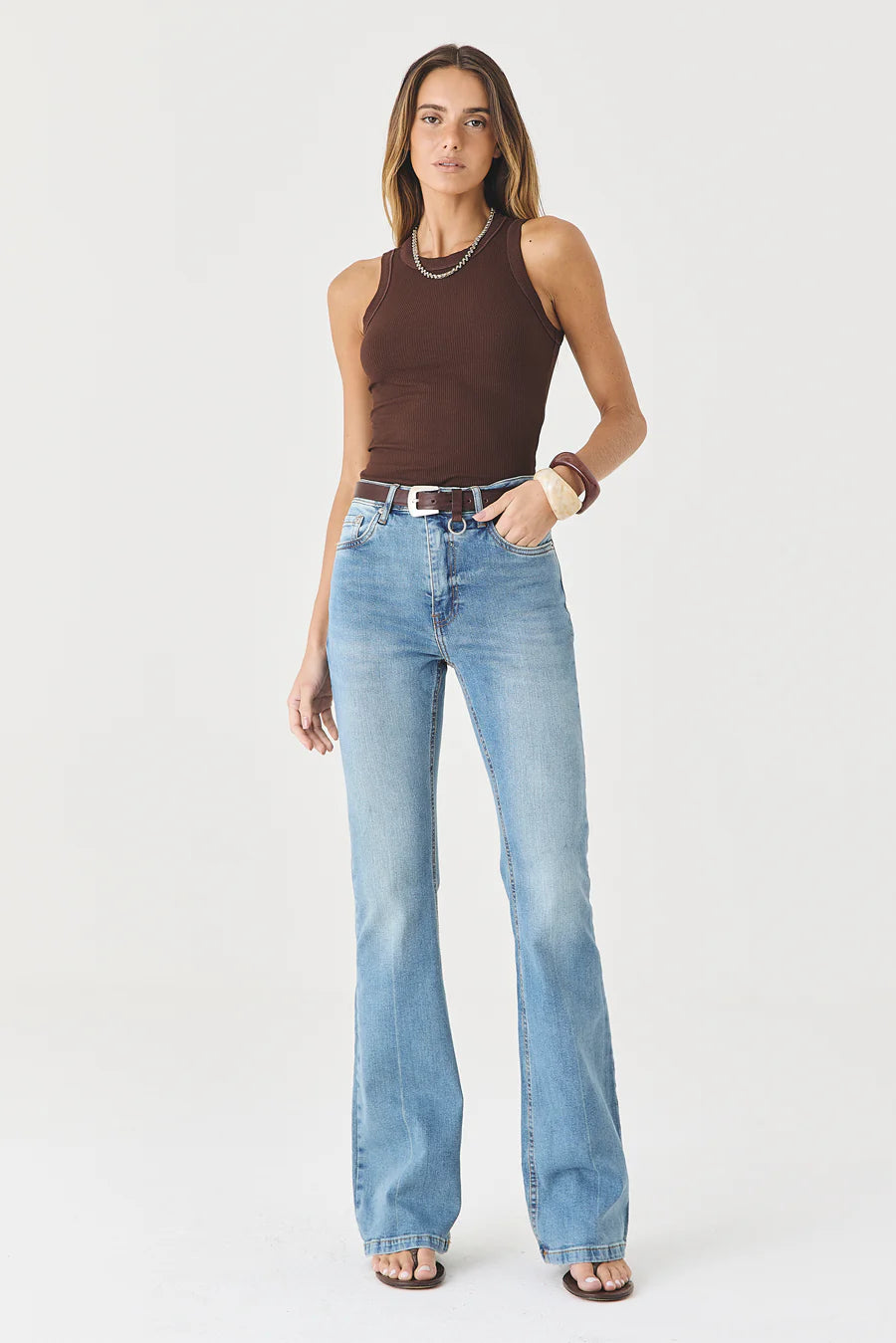 CALÇA LARISSA FEMININA BOOTCUT RISCO JEANS MÉDIO