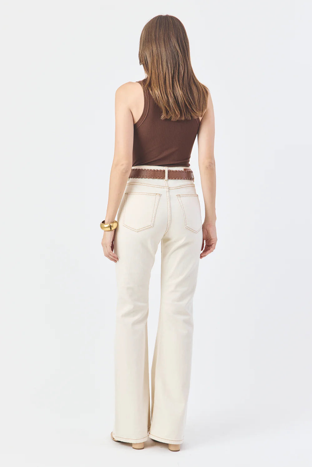 CALÇA LARISSA FEMININA BOOTCUT SARJA NATURAL