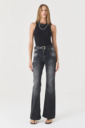 CALÇA LARISSA BOOTCUT STONED BLACK JEANS