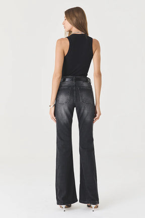 CALÇA LARISSA BOOTCUT STONED BLACK JEANS