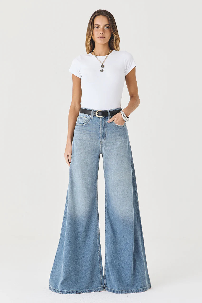 CALÇA CASSIA FEMININA MAXI WIDE DIRTY JEANS