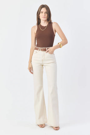 CALÇA LARISSA FEMININA BOOTCUT SARJA NATURAL
