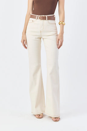CALÇA LARISSA FEMININA BOOTCUT SARJA NATURAL