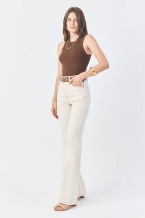 CALÇA LARISSA FEMININA BOOTCUT SARJA NATURAL
