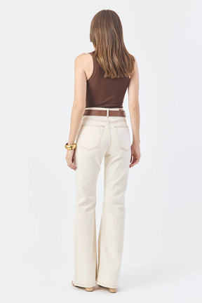 CALÇA LARISSA FEMININA BOOTCUT SARJA NATURAL